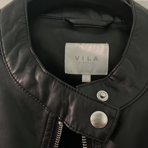Vila Leather Look Biker Jacket - Picture 6 of 7